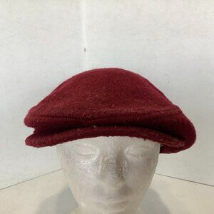 Vintage Newsboy Hat One Size Red Made USA Leather Strapback
